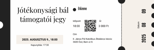 Jótékonysági bál támogatói jegy